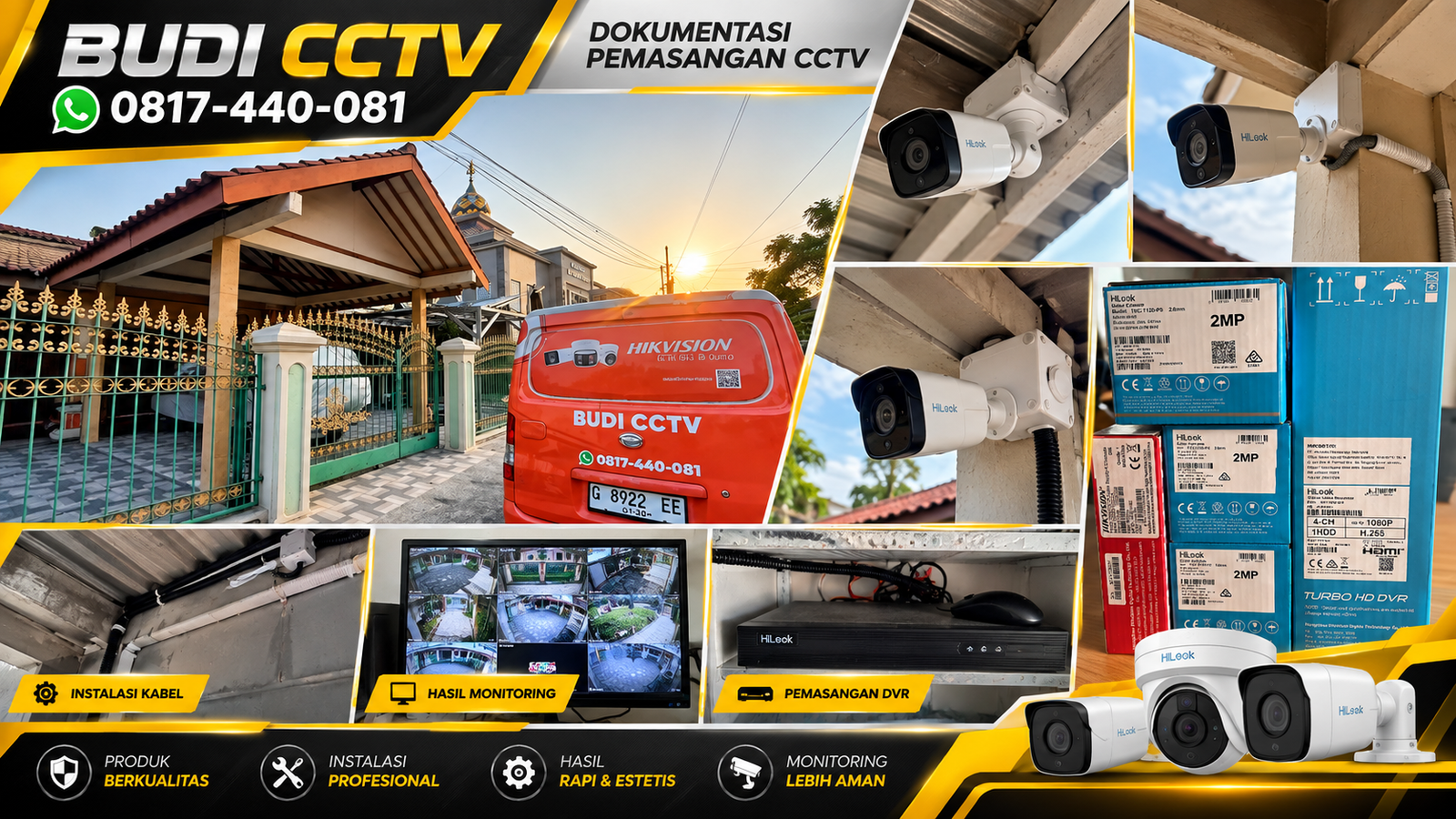 Instalasi CCTV Hilook di Rumah Tegal, Didukung Garansi Resmi