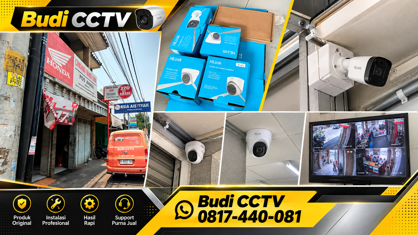 Pemasangan CCTV Hilook pada Bengkel Motor di Tegal, Penyimpanan Rekaman Berkapasitas Memadai