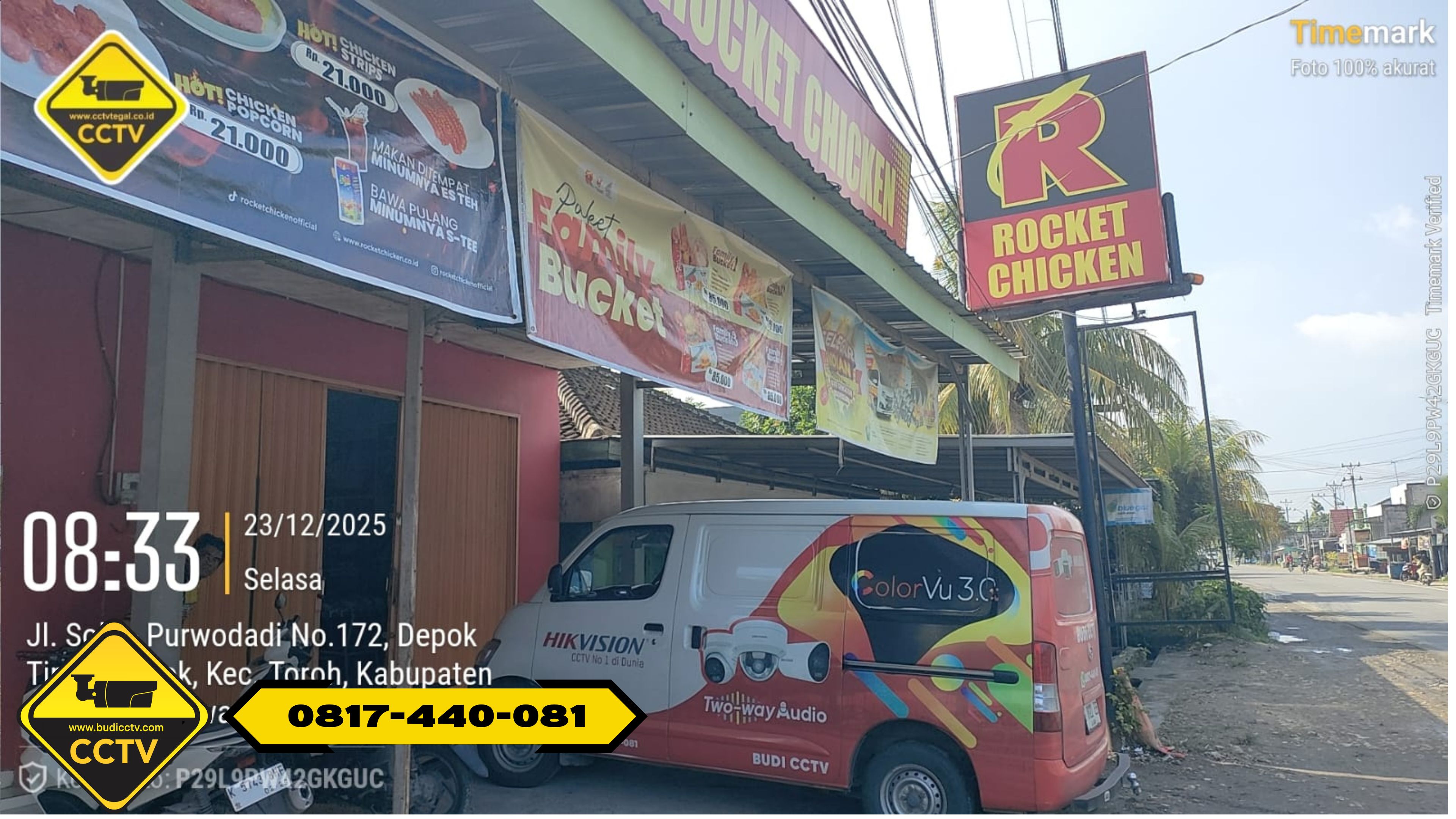 Pemasangan CCTV Hikvision Smart Hybrid Light 2MP di Outlet Rocket Chicken Grobogan