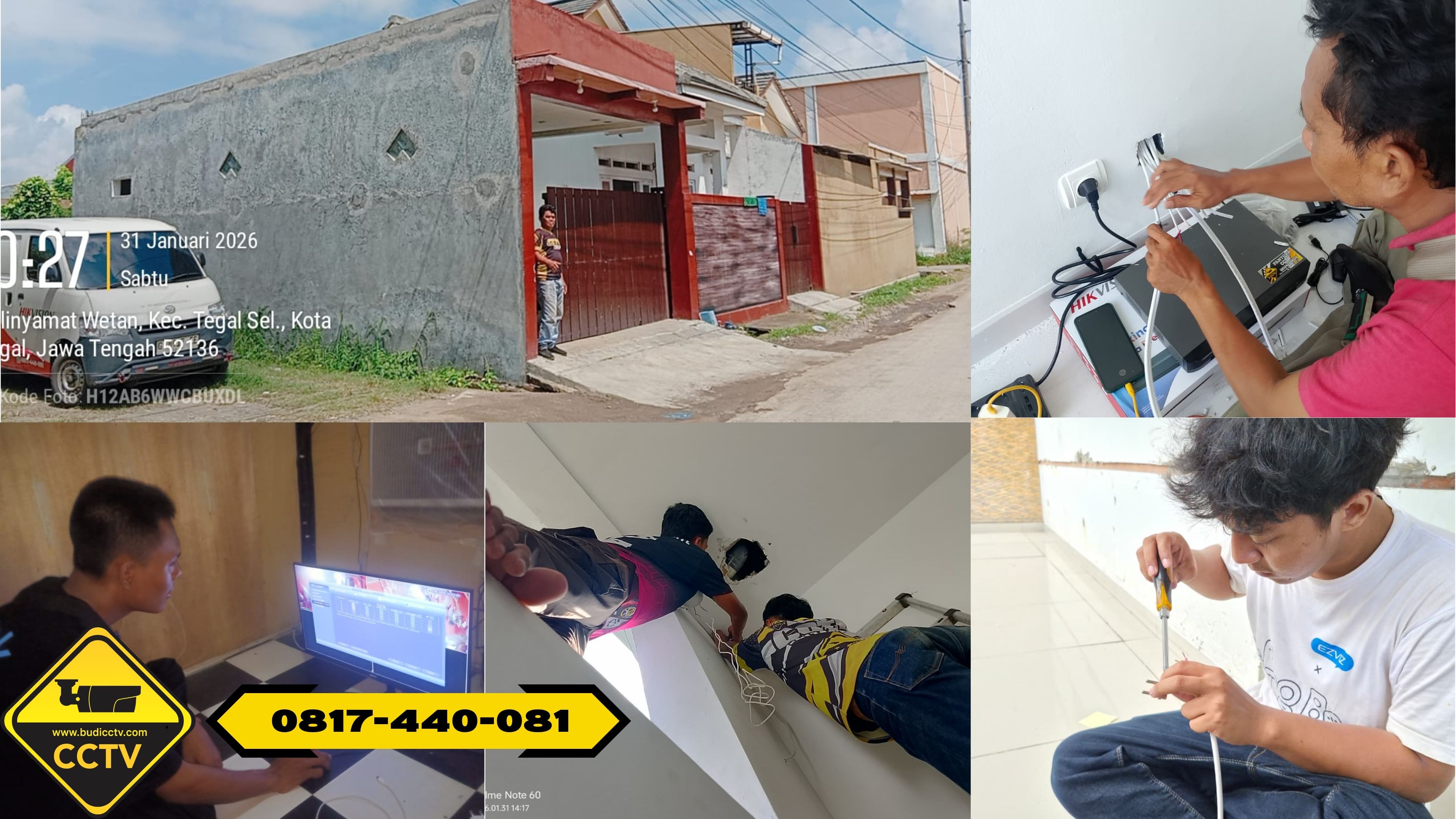 Pemasangan CCTV Hikvision 8 Channel Smart Hybrid Light 2MP di Rumah Area Tegal Selatan