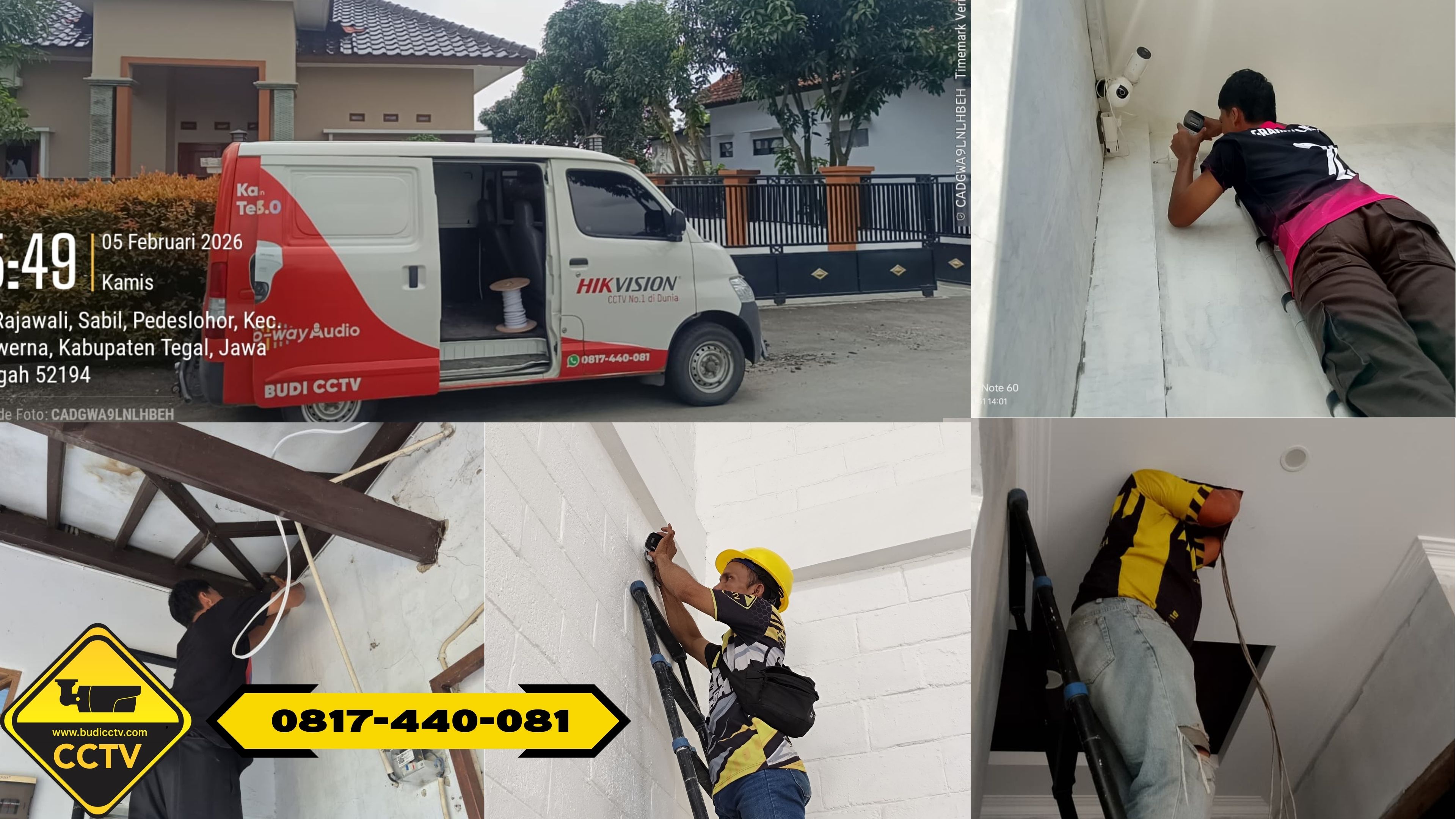 Pemasangan CCTV Hikvision 8 Channel Smart Hybrid Light 2MP di Rumah Area Adiwerna