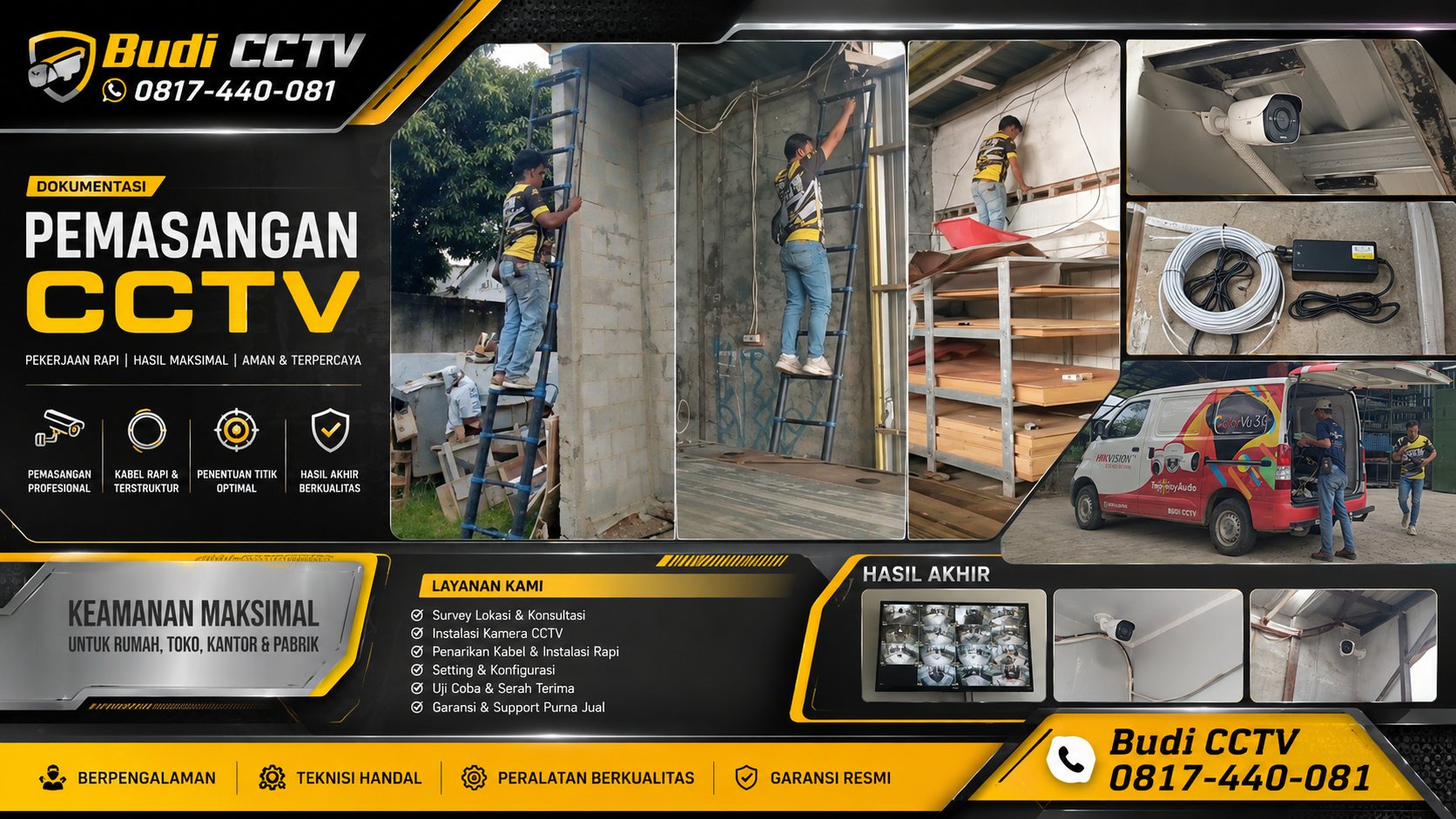 Instalasi CCTV Toko Besi Brebes – Hikvision Smart Hybrid Light ColorVu 8 Channel