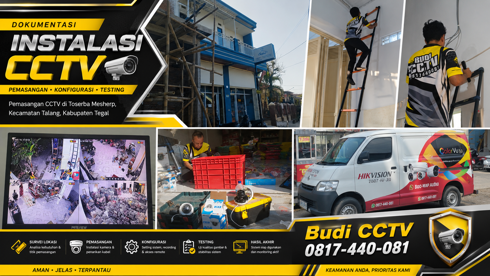 Pasang CCTV HiLook IP Camera, Toko Melshop Tegal Antisipasi Risiko Pencurian