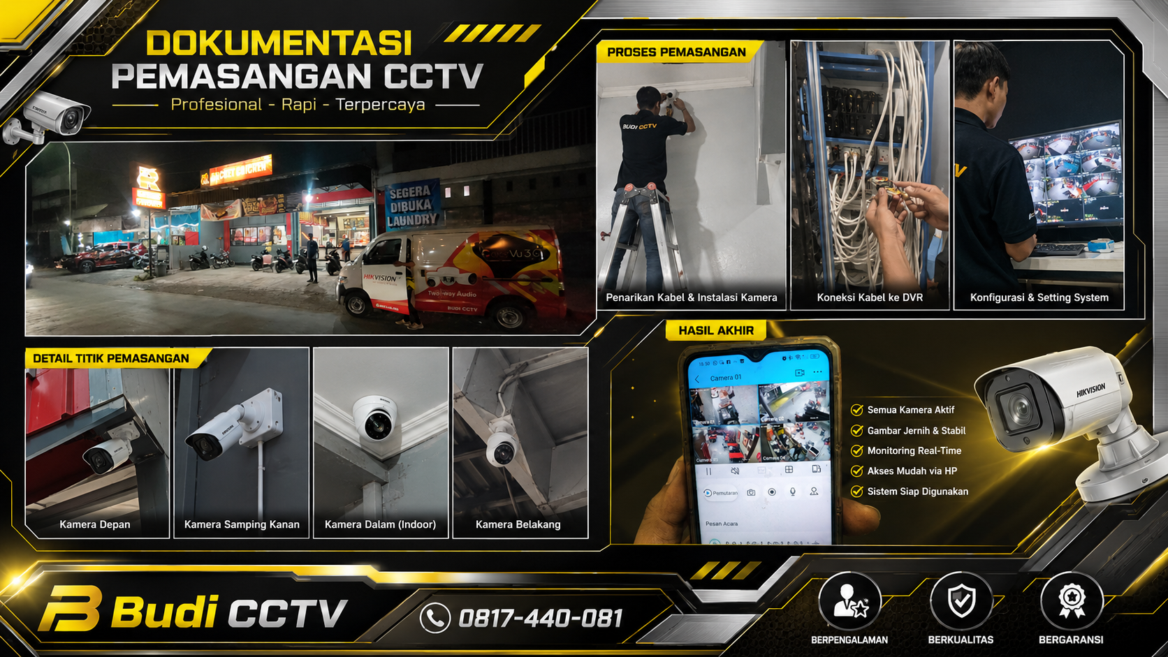 Pemasangan CCTV Hikvision di Roket Chicken Tegal untuk Mendukung Keamanan dan Pengawasan